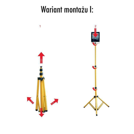 Statyw do opraw halogenowych i naświetlaczy podwójny 160cm żółty INQ