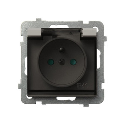 Ospel Sonata Kaszmir Gniazdo bryzgoszczelne z uziemieniem IP-44 z przesłonami torów prądowych wieczko przezroczyste GPH-1RZP/m/82/d