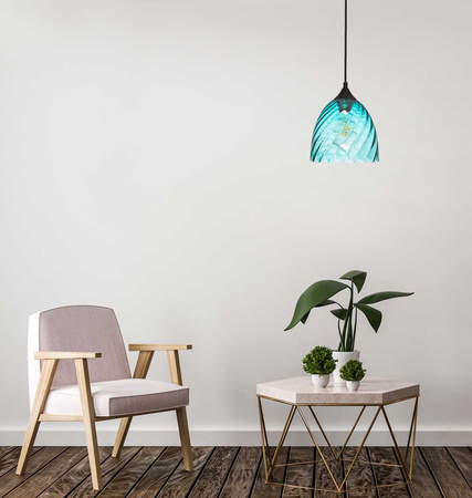 Lampa wisząca szklana niebieska kopuła VELA