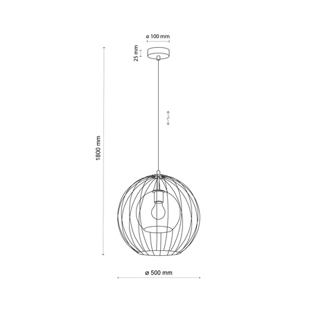 Lampa wisząca UNIVERSO BLACK 1xE27 500