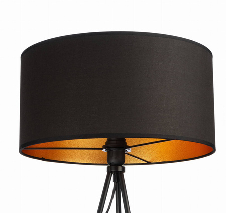 Lampa podłogowa NEPTUN trójnóg z abażurem czarny walec Oro