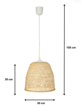 Lampa wisząca BOHO bambusowa biała E27 PHU09 30cm