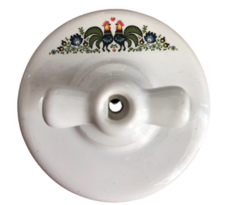 Włącznik ceramiczny obrotowy natynkowy pojedynczy biały ze zdobieniem FOLK