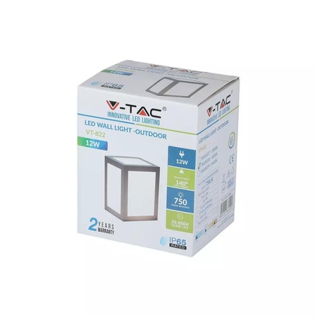 Oprawa Ścienna V-TAC 12W LED IP65 Szara VT-822 6400K 750lm