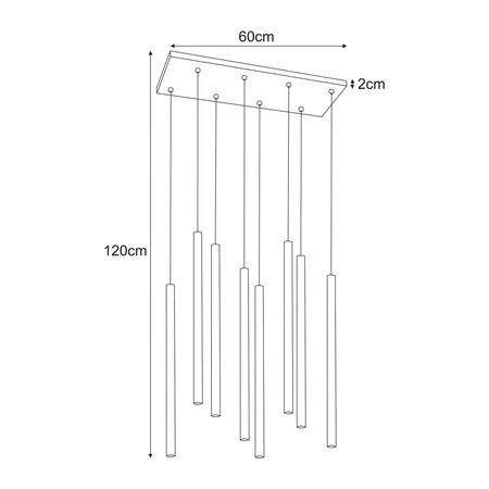 Lampa wisząca, osiem zwisów w kształcie sopli K-5837 z serii SUNO