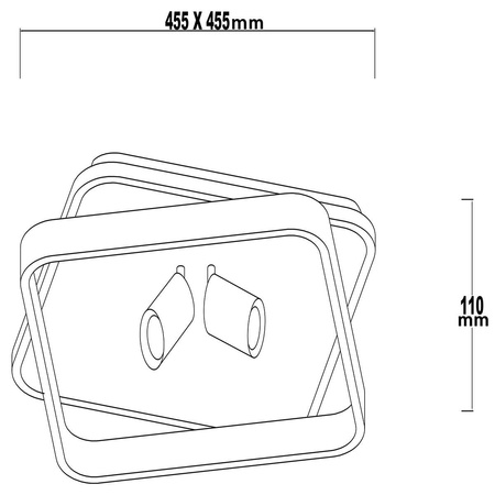 Plafon Parma 2 2xGU10 + 1xLED CCT biały kwadrat LP-0612/2C Square WH