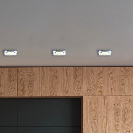 Oczko sufitowe szklane KWADRATOWE. Kolor: SREBRNY