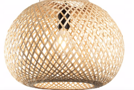 Bambusowa Lampa wisząca pleciona E27 naturalna Boho