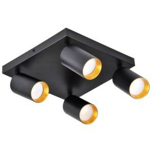 Plafon kwadrat MARIBEL 4K GU10 czarno-złoty + czarne pierścienie