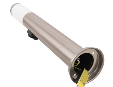 Słupek ogrodowy srebrny okrągły 1xE27 lampa IP44 65cm zgniazdem zasilającym