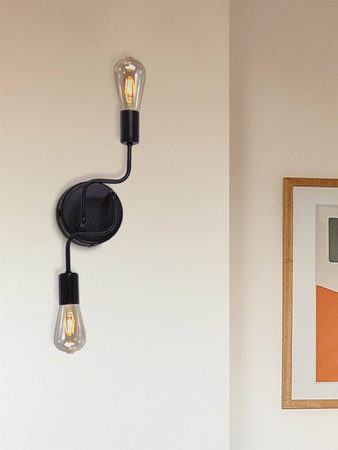 Czarny kinkiet na żarówki z dużym gwintem K-3895 z serii SKADI