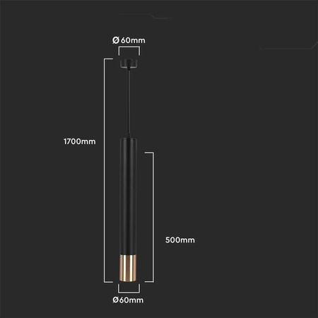 Oprawa Zwieszana V-TAC GU10 GU10 Czarny+Złoty 60x500mm VT-977 3 Lata Gwarancji