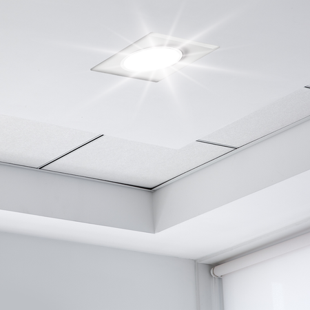 Oczko sufitowe szklane KWADRATOWE. Kolor: BIAŁY