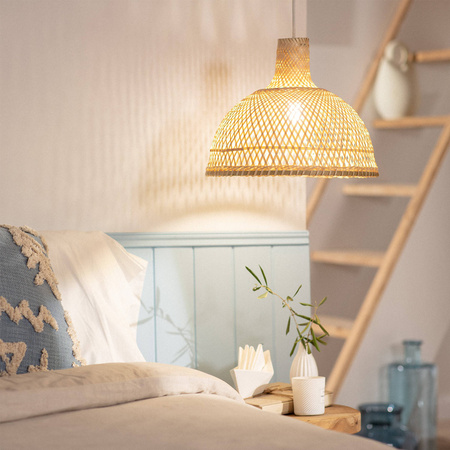 Naturalna lampa wisząca E27 Boho Handan