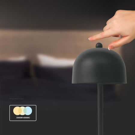 Lampka Biurkowa Nocna V-TAC 3W LED 30cm Ładowanie USB Ściemnianie Czarna 