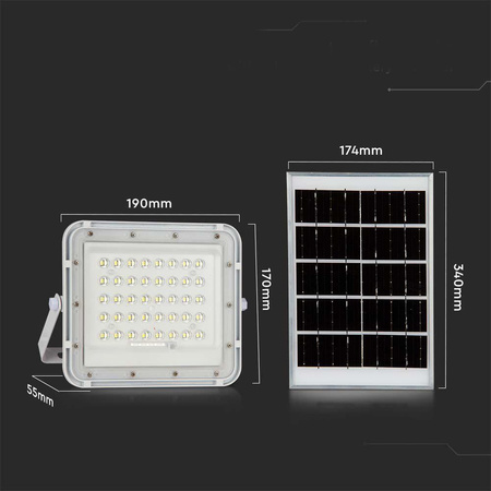 Projektor LED Solarny V-TAC 10W Pilot, AUTO, Timer, IP65 Biały VT-80W-W 6400K 800lm