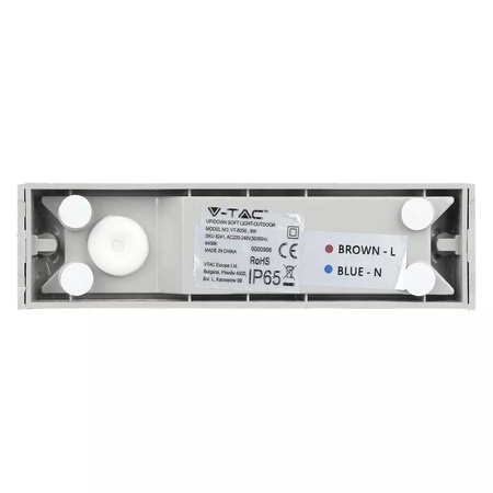Oprawa Ścienna V-TAC 9W LED Góra Dół Szara IP65 VT-8056 4000K 850lm