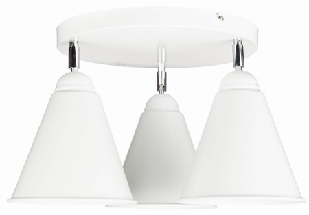 Lampa sufitowa biały plafon potrójny duży stożek
