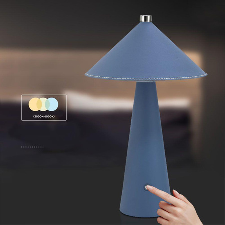 Lampka Biurkowa Nocna V-TAC 3W LED 33cm CCT Ładowanie USB-C Ściemnianie Niebieska Skóra 