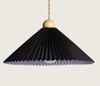 Lampa Wisząca Drewno i Materiał Luanda czarna 47cm