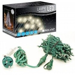 Lampki choinkowe LED Białe Ciepłe 10m Flash zielony przewód