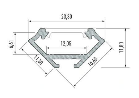 Profil do taśm LED kątowy czarny 1m zestaw z przesłoną