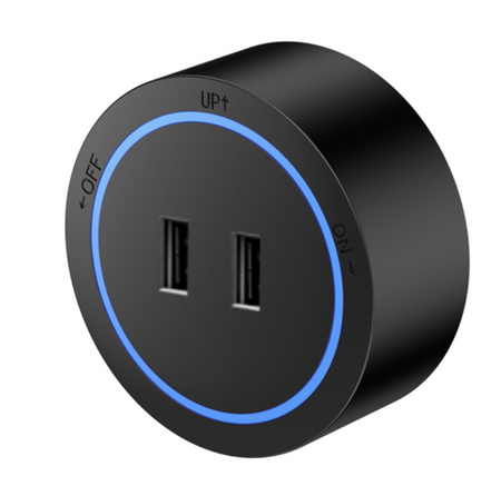 Gniazdo torowe szynowe 2xUSB do track systemu TINSLEY podświetlane blue