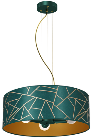 Lampa wisząca ZIGGY WHITE Gold/Bottle green  3xE27