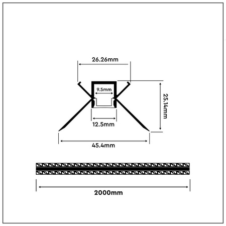Profil Aluminiowy V-TAC 2mb Anodowany, Klosz Mleczny, Do gipsowania, Narożny wewnętrzny VT-8104