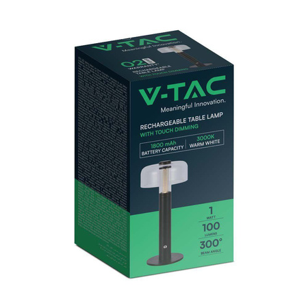 Lampka Biurkowa Nocna V-TAC 1W LED 30cm Ładowanie USB Ściemnianie Czarna VT-1049 3000K 100lm