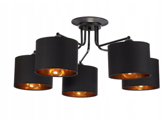 Żyrandol Lampa sufitowa 5xE27 czarno złota Glamour