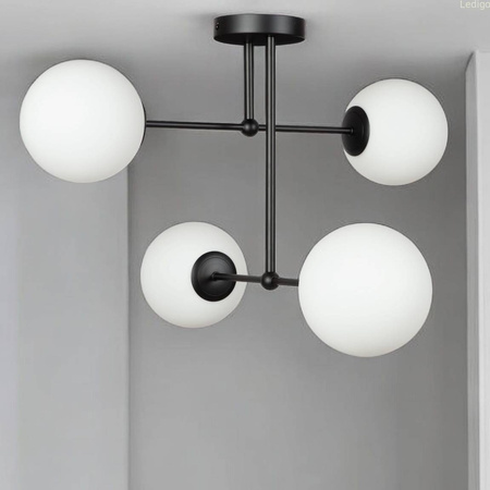 Lampa sufitowa czarna Milano Tower 4xE14 mleczne kule