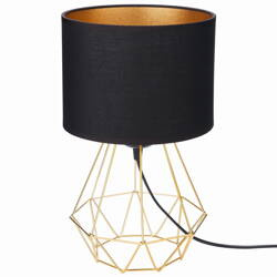 Lampka nocna złoty stelaż czarny abażur Oro