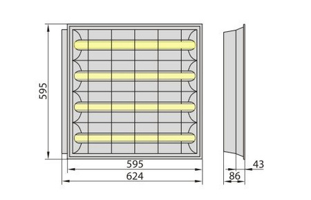Oprawa Rastrowa Led 40W 4x10W T8 60cm Lampa podtynkowa 6400K