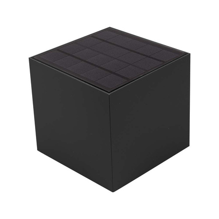 Oprawa Ścienna Solarna V-TAC 9W LED COB Czarna Kostka 15x15cm IP65 Czujnik Ruchu VT-409CCT 3000K-4000K-5000K 800lm