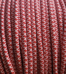 Dekoracyjny kabel przewód w oplocie  2x0,75 zygzak biało-czerwony 1m