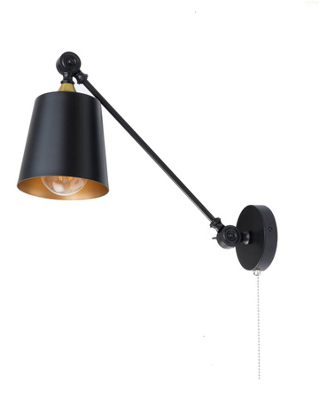 Kinkiet regulowany czarny metalowy LOFT łańcuszek 1xE27
