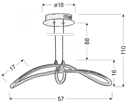 Lampa wisząca srebrna regulowana LED 38W 4000K Slash Candellux 31-69887