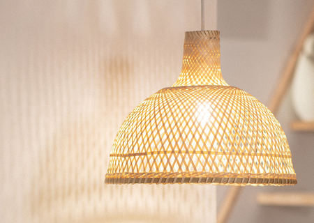 Rattanowa Lampa wisząca pleciona E27 naturalna Boho 38cm