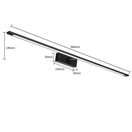 Isla kinkiet czarny XXL z IP44 GS-LWB-32W BK
