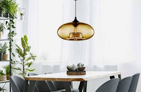 Lampa sufitowa wisząca szklana złota amber Cairo 1xE27