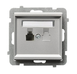 Gniazdo telefoniczne pojedyncze Ospel Sonata Srebrny Mat