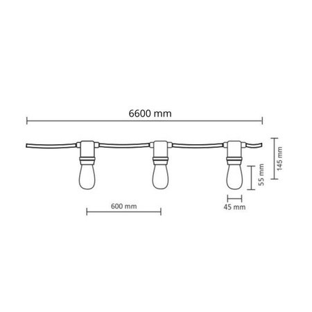 Girlanda zewnętrzna PARTY F2 6,2 m+10xS14 36V E27 6W 2200K filament komplet