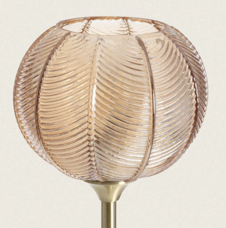 Lampa Podłogowa z Metalu i Szkła Klimt bursztynowa złota