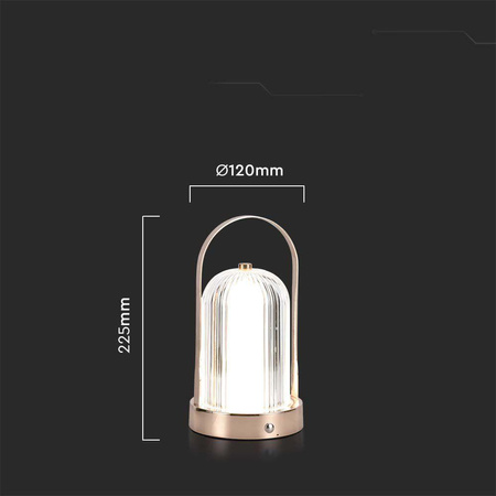 Lampka Biurkowa Nocna V-TAC 1W LED 22cm Ładowanie USB Ściemnianie Złota 