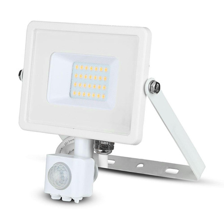 Projektor LED V-TAC 20W SAMSUNG CHIP Czujnik Ruchu Funkcja Cut-OFF Biały VT-20-S-B 3000K 1600lm 5 Lat Gwarancji