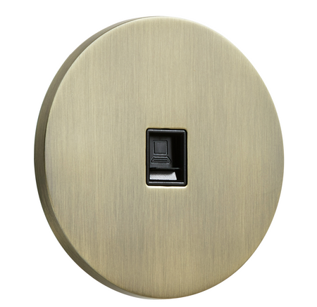 Gniazdo RJ45 podtynkowe okrągłe metalowe TOGGLICA ROUND patyna szczotkowana