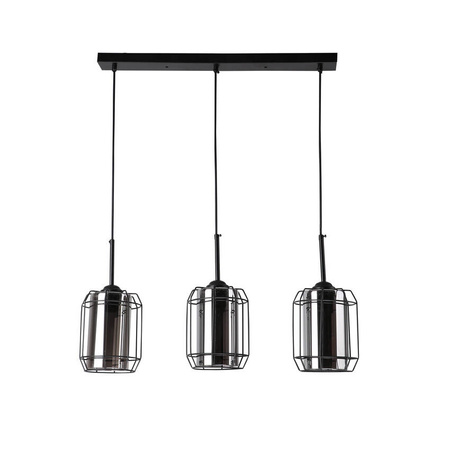 Lampa wisząca Jonera czarna 3xE27 klosz dymiony 33-08435