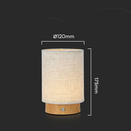 Lampka Biurkowa Nocna V-TAC 3W LED Ładowanie Ściemnianie Drewno 
