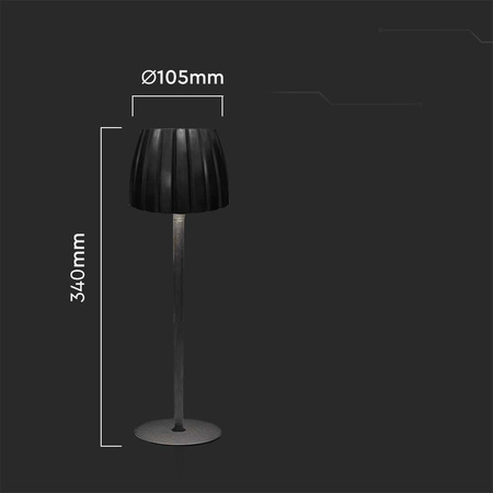 Lampka Biurkowa Nocna V-TAC 2,7W LED 34cm Ładowanie USB Ściemnianie Czarna 